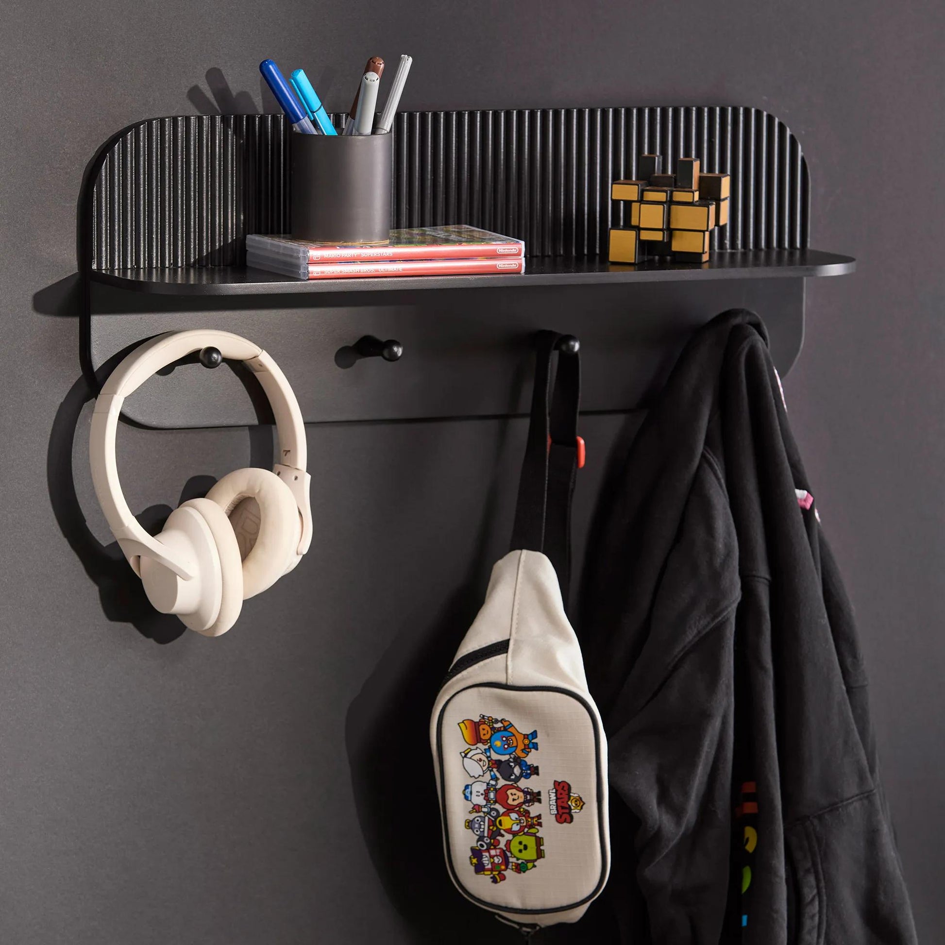 Wall Shelf with Hooks mysite
