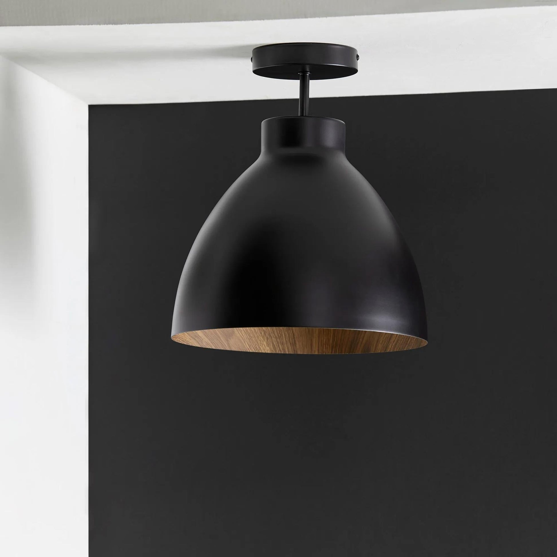 Black Ceiling Lamp with Walnut Interior mysite